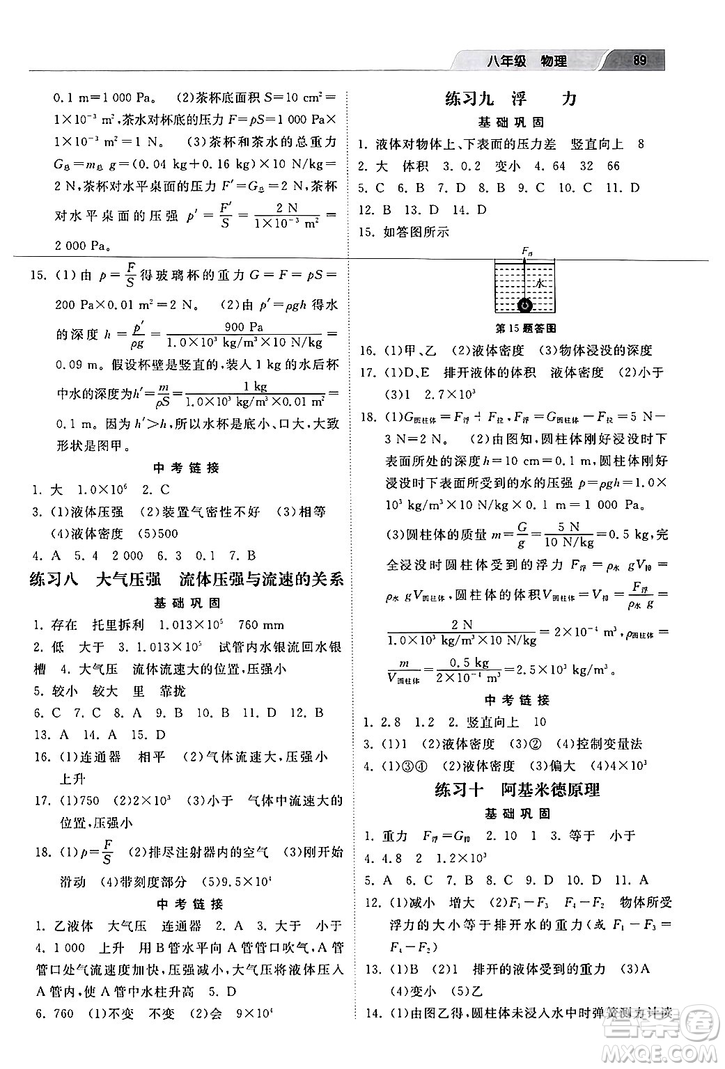 河北美術(shù)出版社2024年暑假生活八年級(jí)物理通用版答案