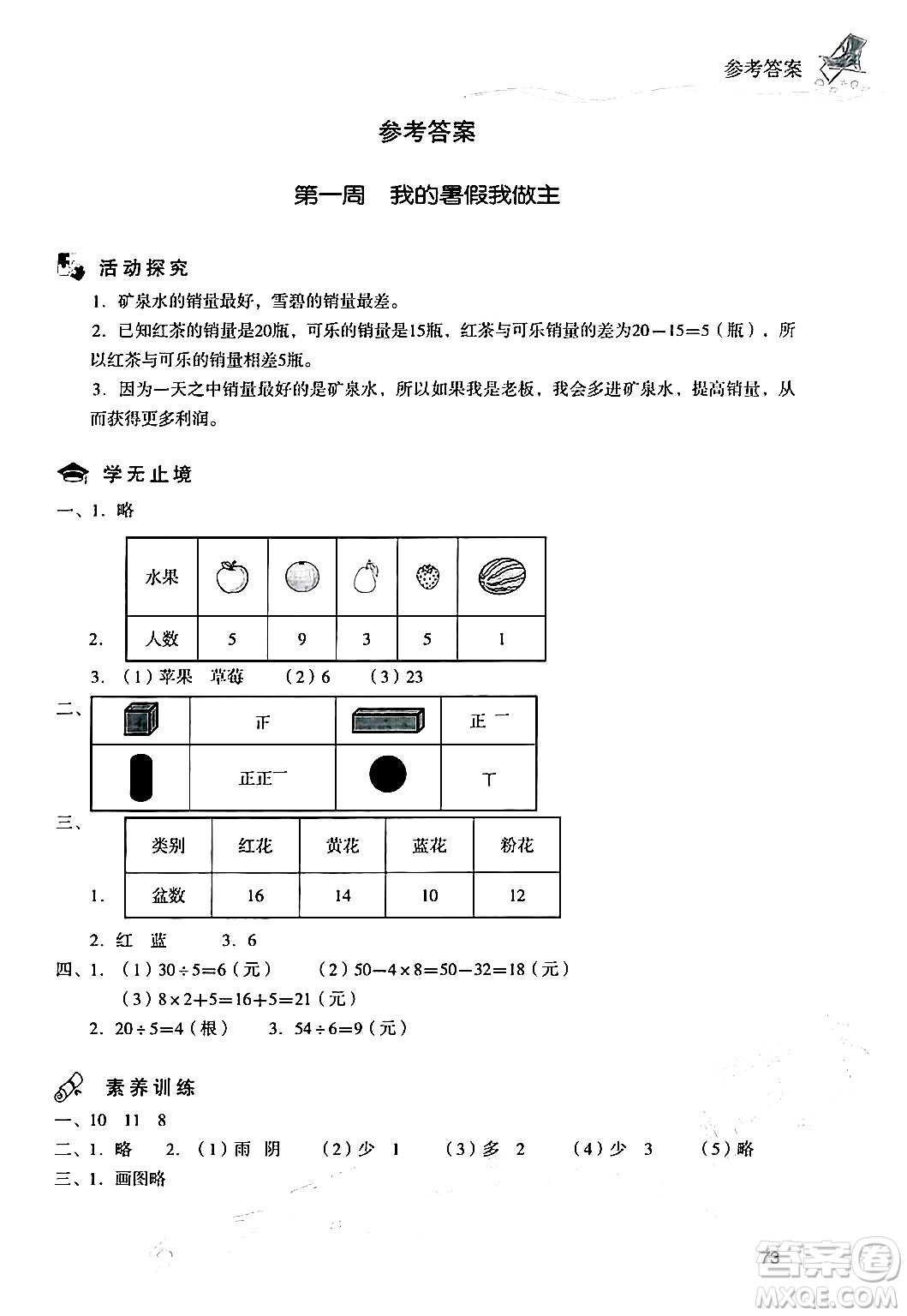 現(xiàn)代教育出版社2024年暑假樂園二年級數(shù)學人教版答案