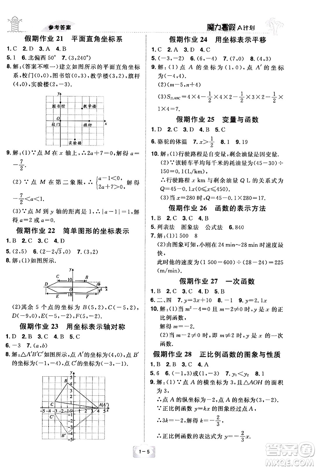 江西美術(shù)出版社2024年學(xué)海風(fēng)暴叢書(shū)魔力暑假A計(jì)劃八年級(jí)數(shù)學(xué)湘教版答案