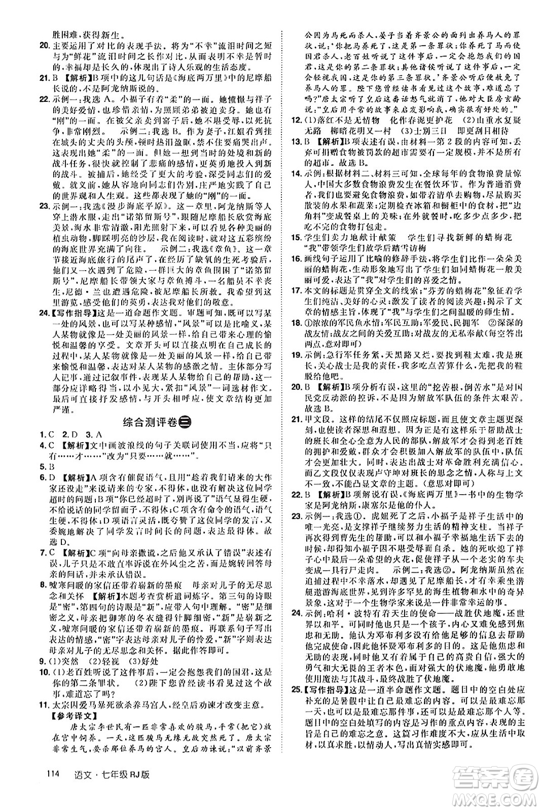 江西美術(shù)出版社2024年學(xué)海風(fēng)暴叢書(shū)魔力暑假A計(jì)劃七年級(jí)語(yǔ)文人教版答案