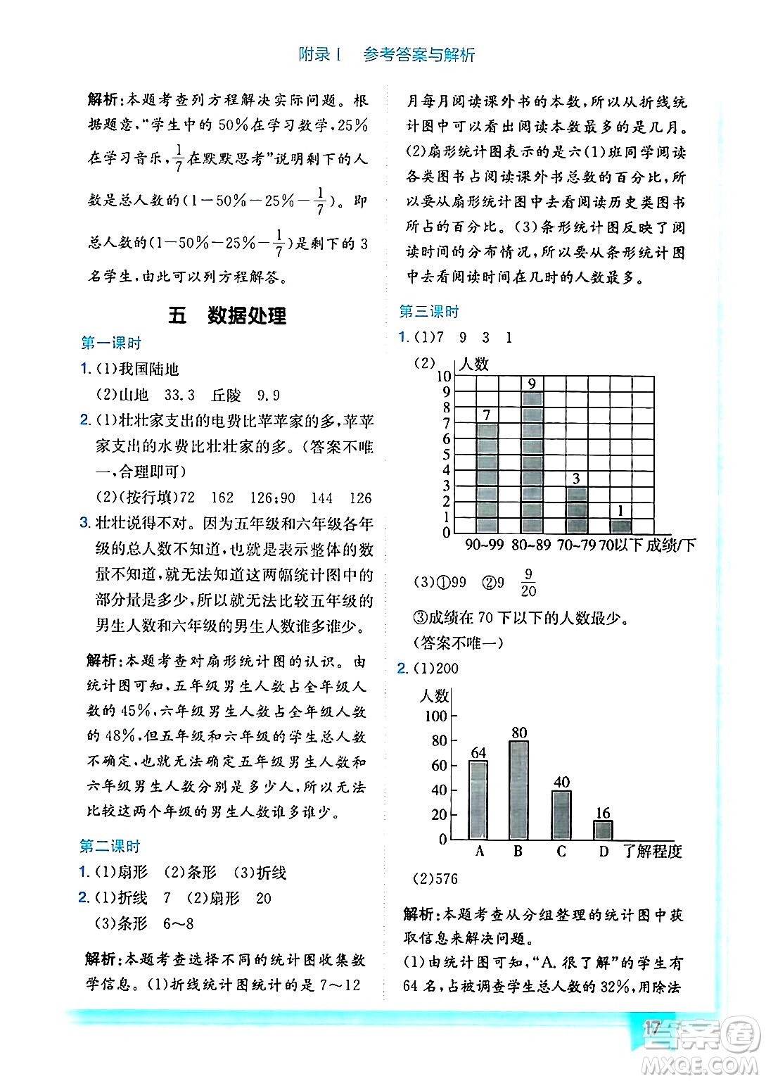 龍門書局2024年秋黃岡小狀元作業(yè)本六年級數(shù)學上冊北師大版答案