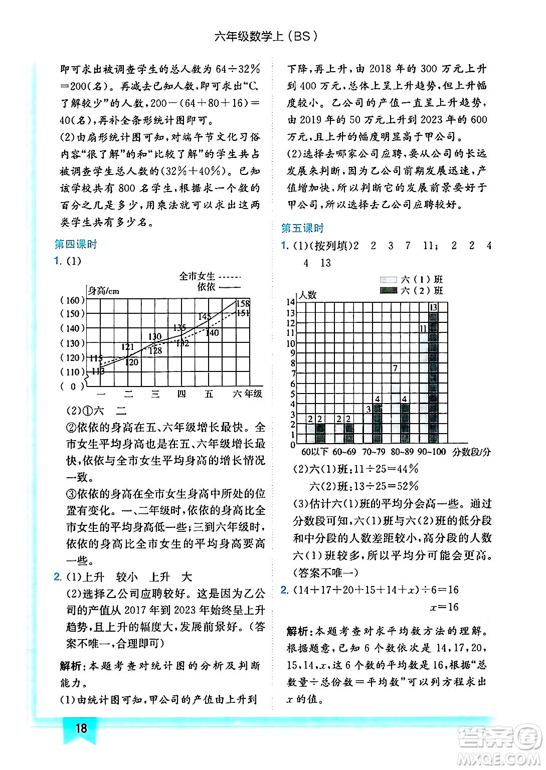 龍門書局2024年秋黃岡小狀元作業(yè)本六年級數(shù)學上冊北師大版答案