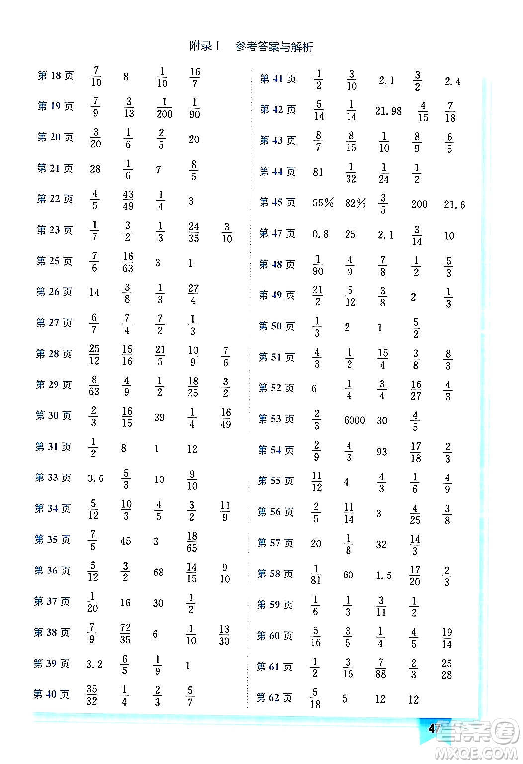 龍門書局2024年秋黃岡小狀元作業(yè)本六年級(jí)數(shù)學(xué)上冊(cè)北師大版廣東專版答案