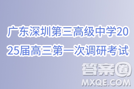 廣東深圳第三高級中學2025屆高三第一次調(diào)研考試數(shù)學試題答案