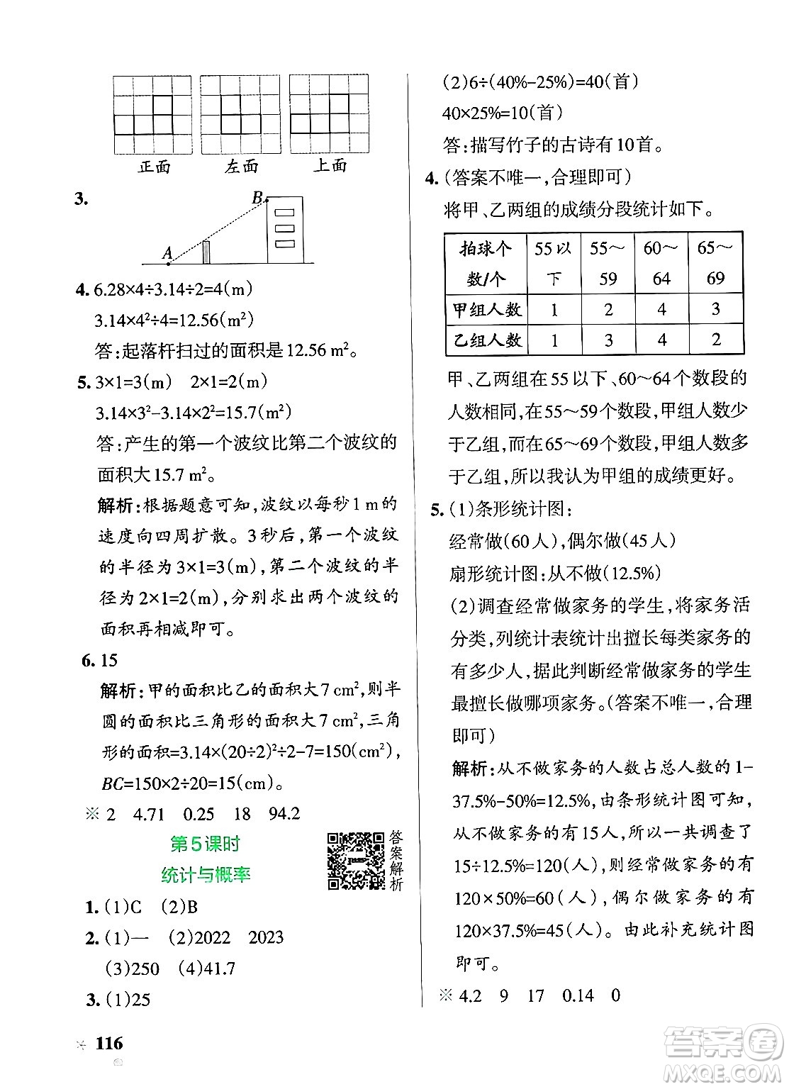 遼寧教育出版社2024年秋PASS小學(xué)學(xué)霸作業(yè)本六年級(jí)數(shù)學(xué)上冊(cè)北師大版答案