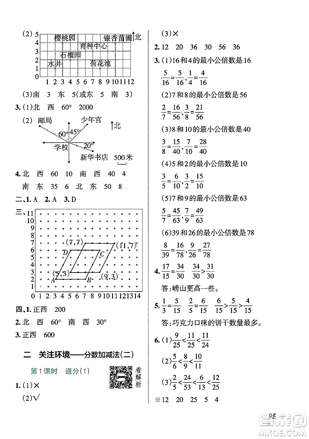 遼寧教育出版社2024年秋PASS小學(xué)學(xué)霸作業(yè)本五年級數(shù)學(xué)上冊青島版五四制答案