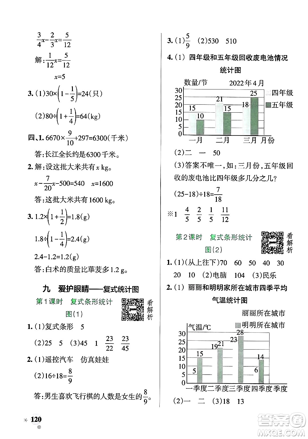 遼寧教育出版社2024年秋PASS小學(xué)學(xué)霸作業(yè)本五年級數(shù)學(xué)上冊青島版五四制答案