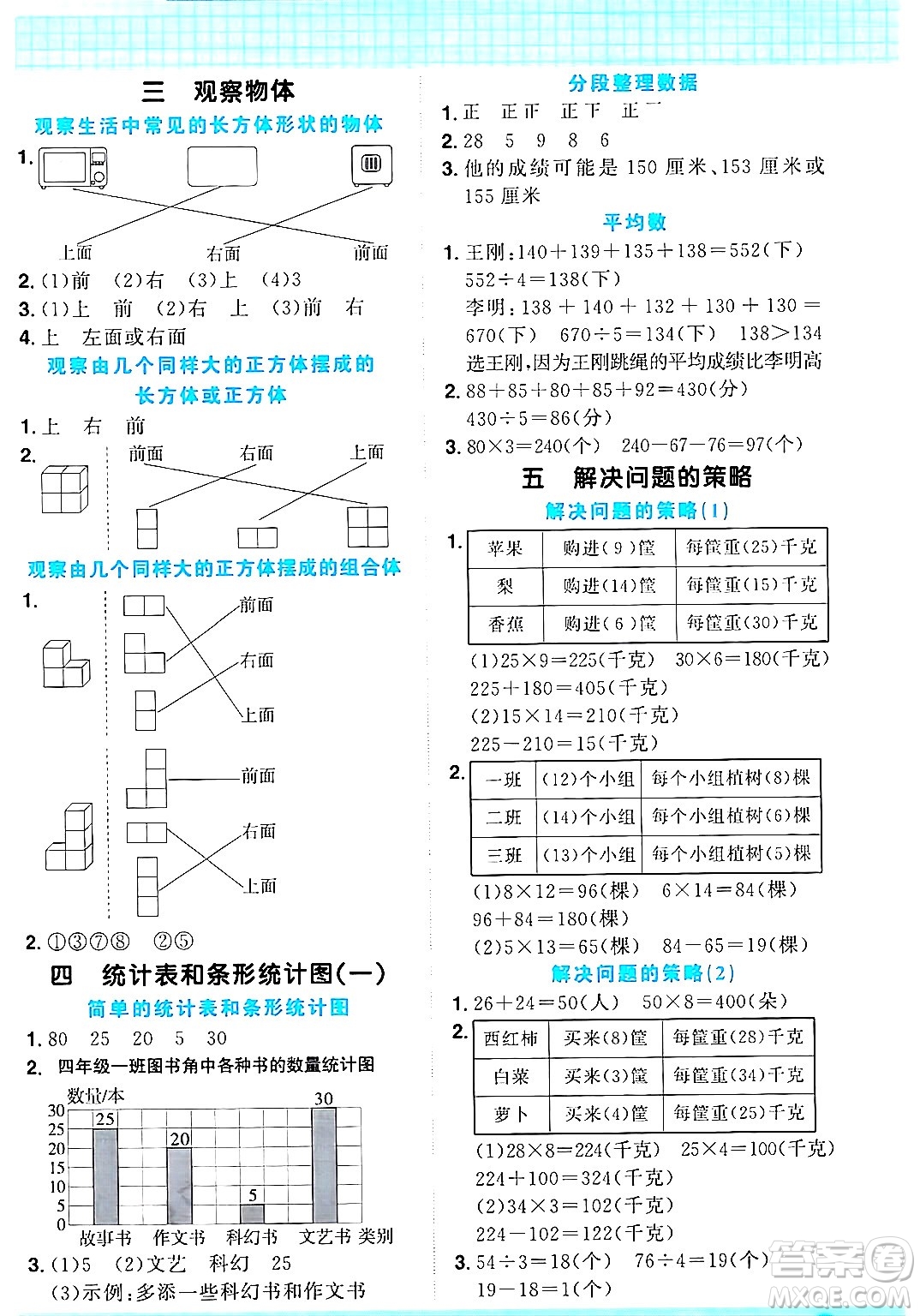 江西教育出版社2024年秋陽(yáng)光同學(xué)計(jì)算小達(dá)人四年級(jí)數(shù)學(xué)上冊(cè)蘇教版答案