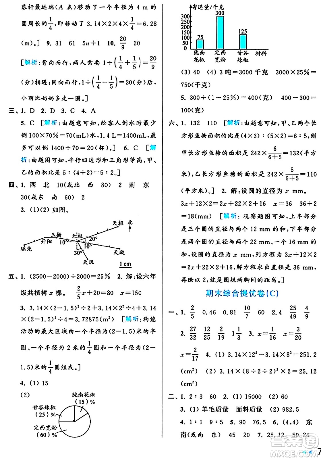 北京教育出版社2024年秋亮點(diǎn)給力大試卷六年級(jí)數(shù)學(xué)上冊(cè)人教版答案