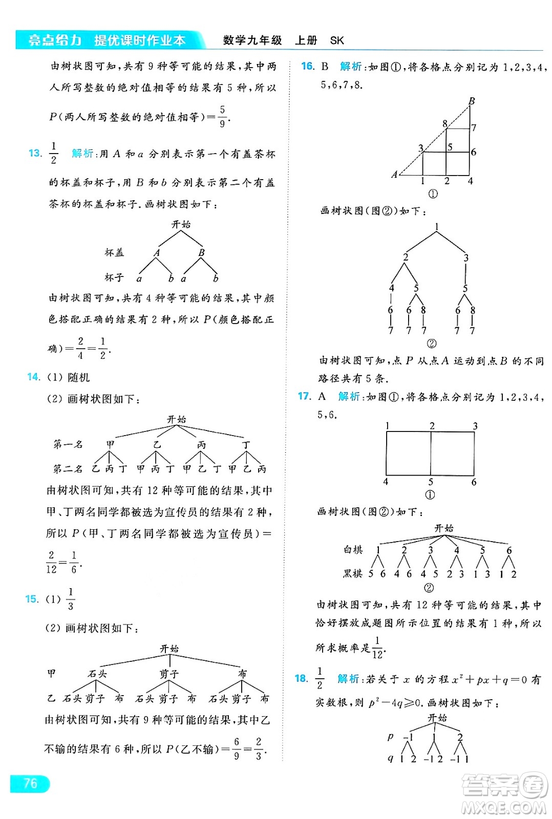 延邊教育出版社2024年秋亮點給力提優(yōu)課時作業(yè)本九年級數學上冊蘇科版答案