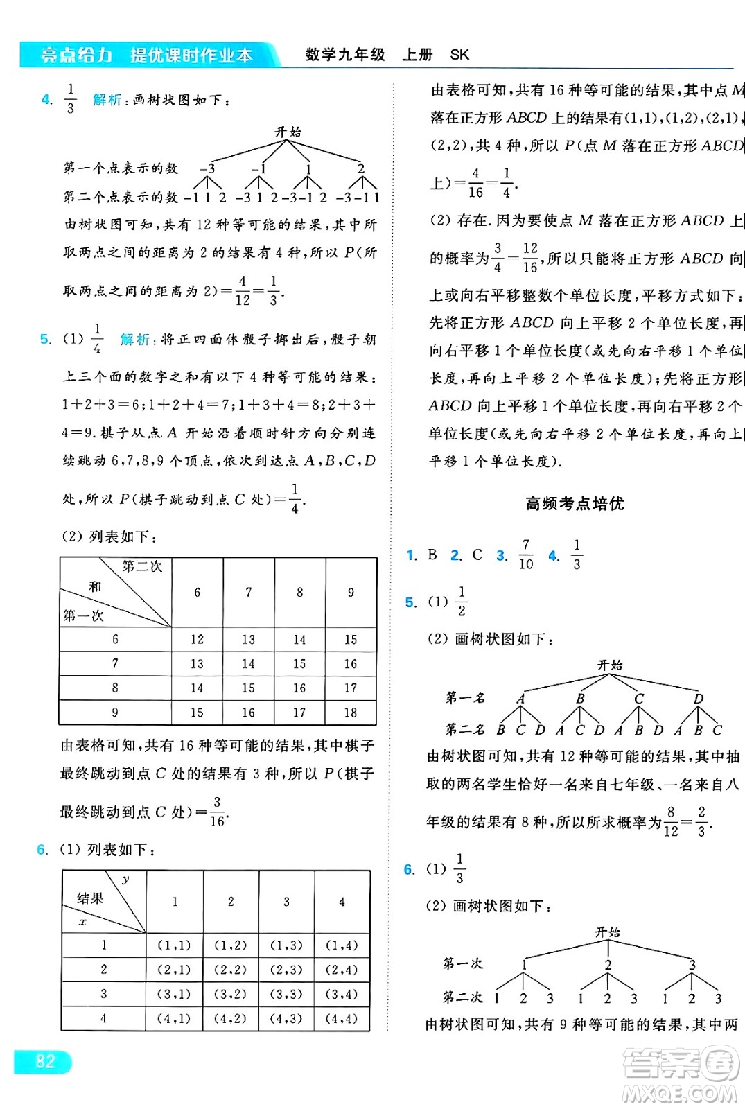 延邊教育出版社2024年秋亮點給力提優(yōu)課時作業(yè)本九年級數學上冊蘇科版答案