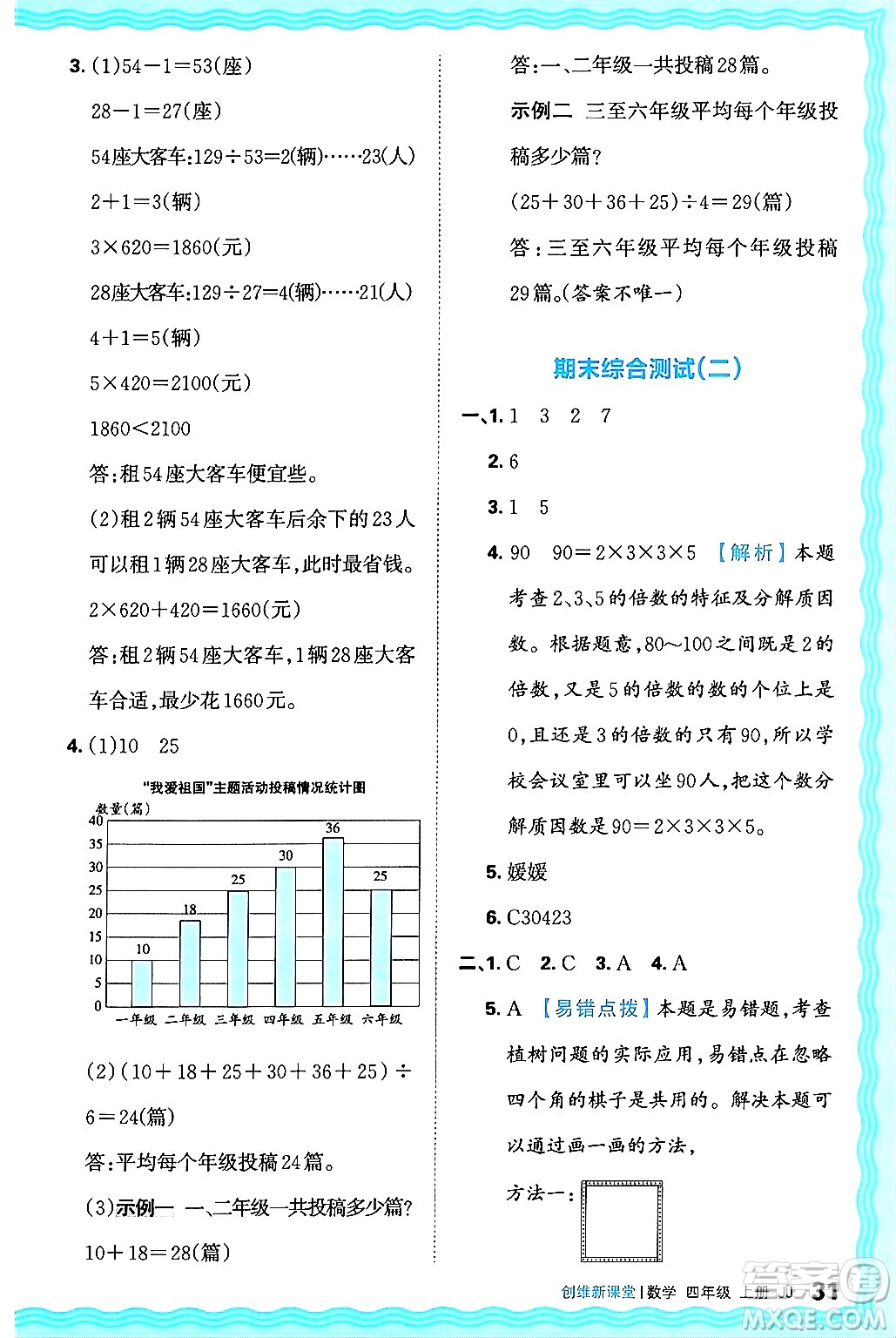 江西人民出版社2024年秋王朝霞創(chuàng)維新課堂四年級(jí)數(shù)學(xué)上冊(cè)冀教版答案