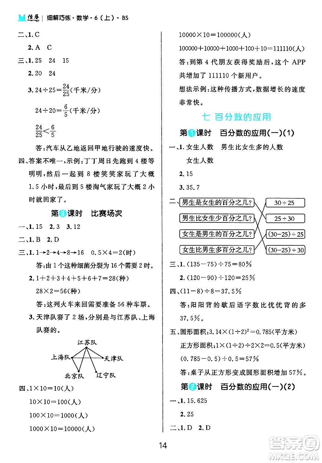 延邊大學(xué)出版社2024年秋細(xì)解巧練六年級數(shù)學(xué)上冊北師大版答案