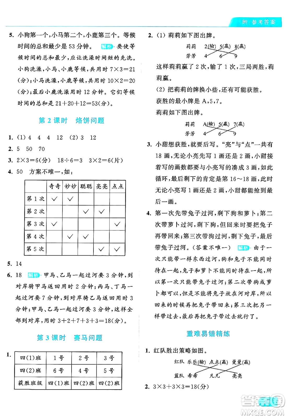 北京教育出版社2024年秋亮點給力提優(yōu)課時作業(yè)本四年級數(shù)學(xué)上冊人教版答案