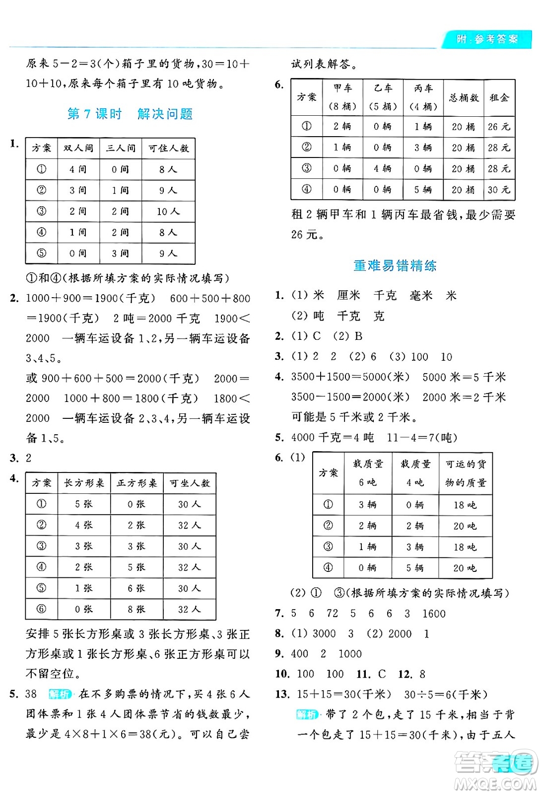 北京教育出版社2024年秋亮點給力提優(yōu)課時作業(yè)本三年級數(shù)學上冊人教版答案