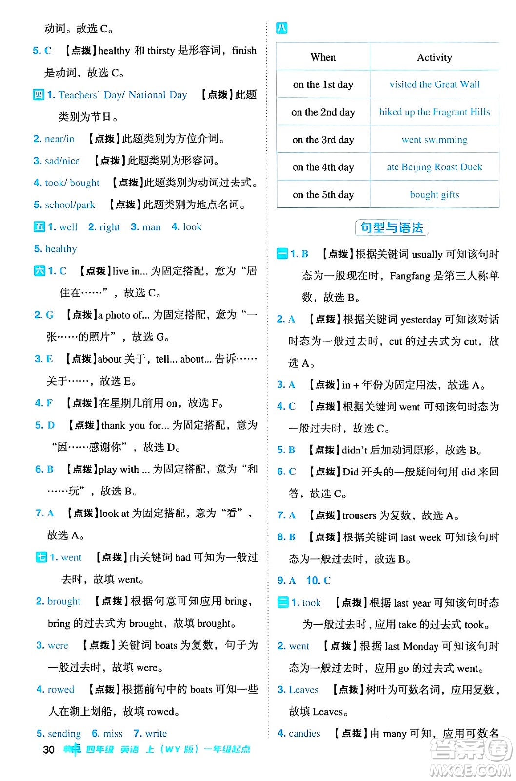 吉林教育出版社2024年秋綜合應用創(chuàng)新題典中點四年級英語上冊外研版三起點答案