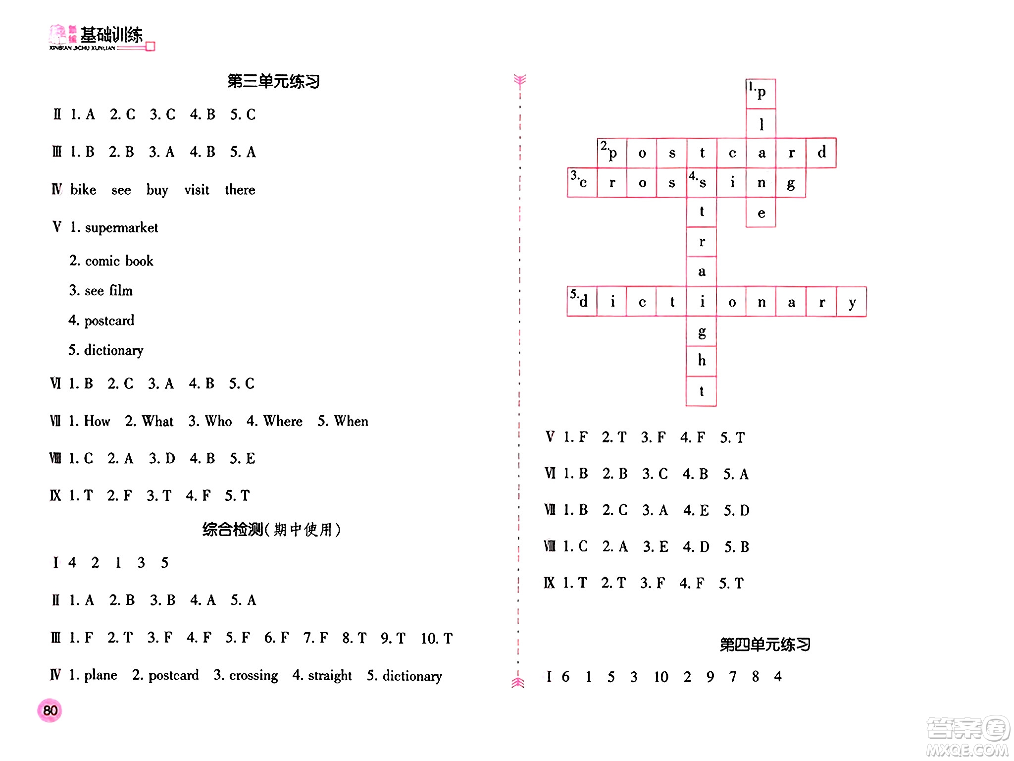 安徽少年兒童出版社2024年秋新編基礎(chǔ)訓(xùn)練六年級英語上冊人教版答案