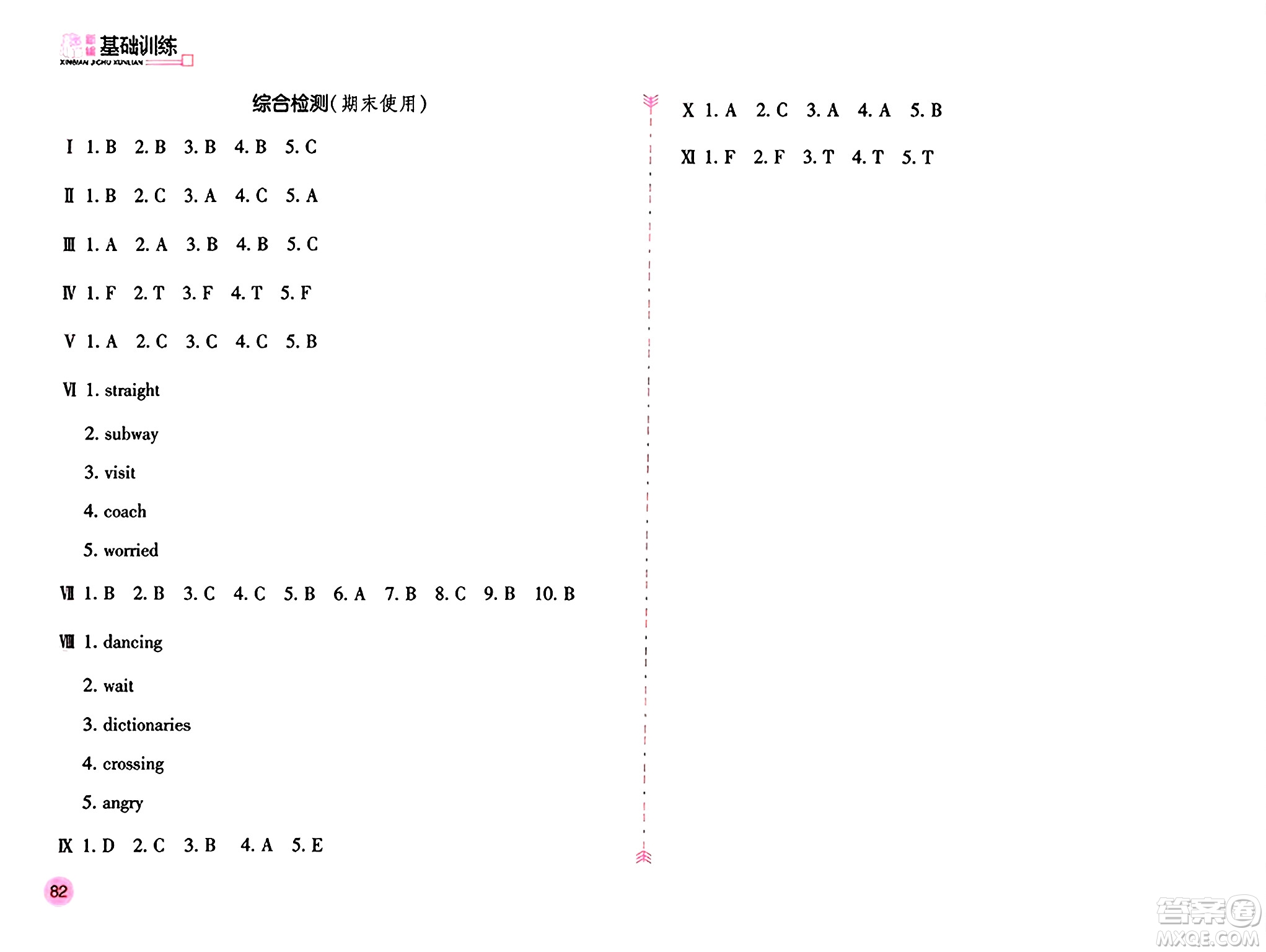 安徽少年兒童出版社2024年秋新編基礎(chǔ)訓(xùn)練六年級英語上冊人教版答案