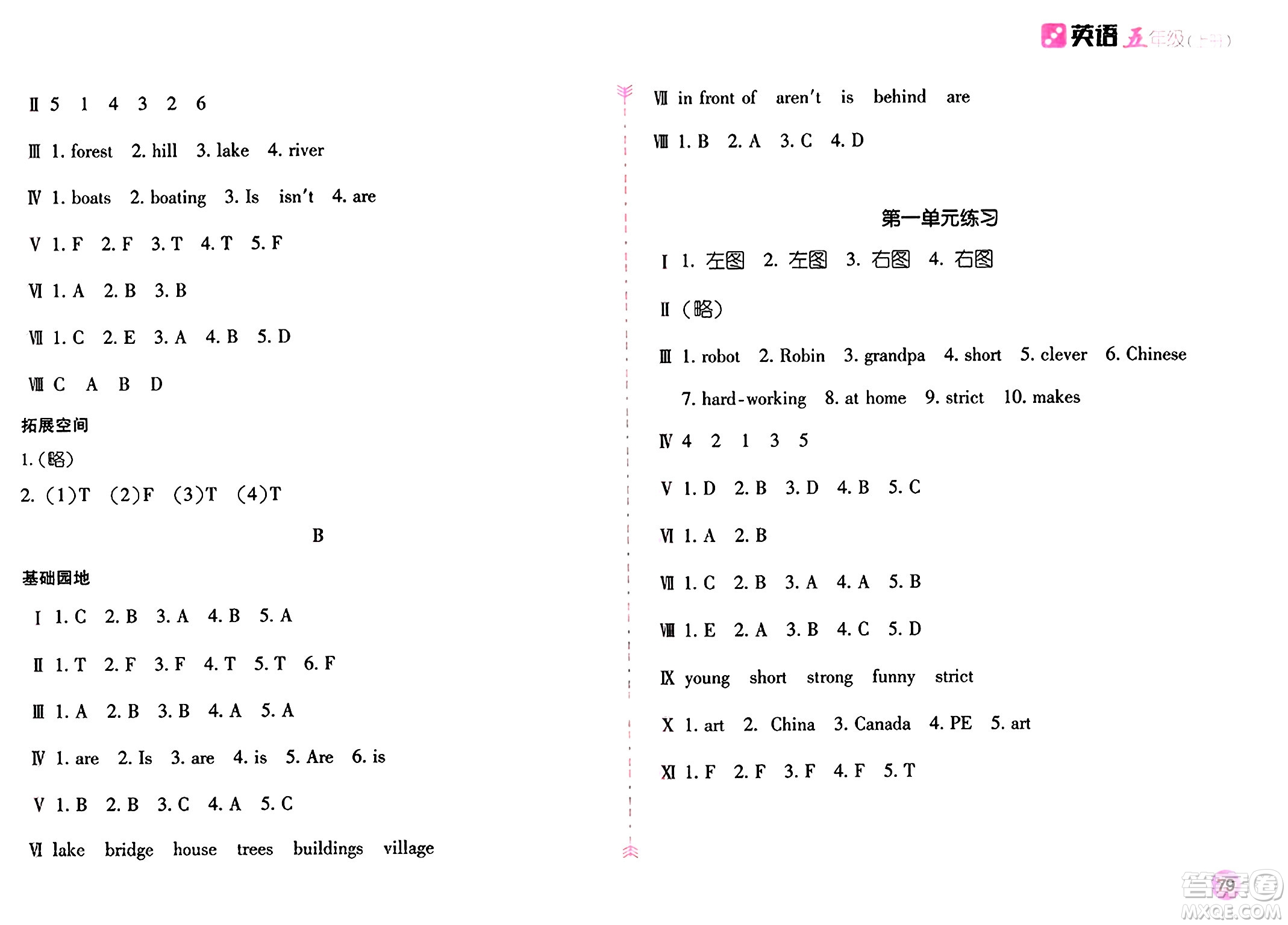 安徽少年兒童出版社2024年秋新編基礎(chǔ)訓(xùn)練五年級英語上冊人教版答案