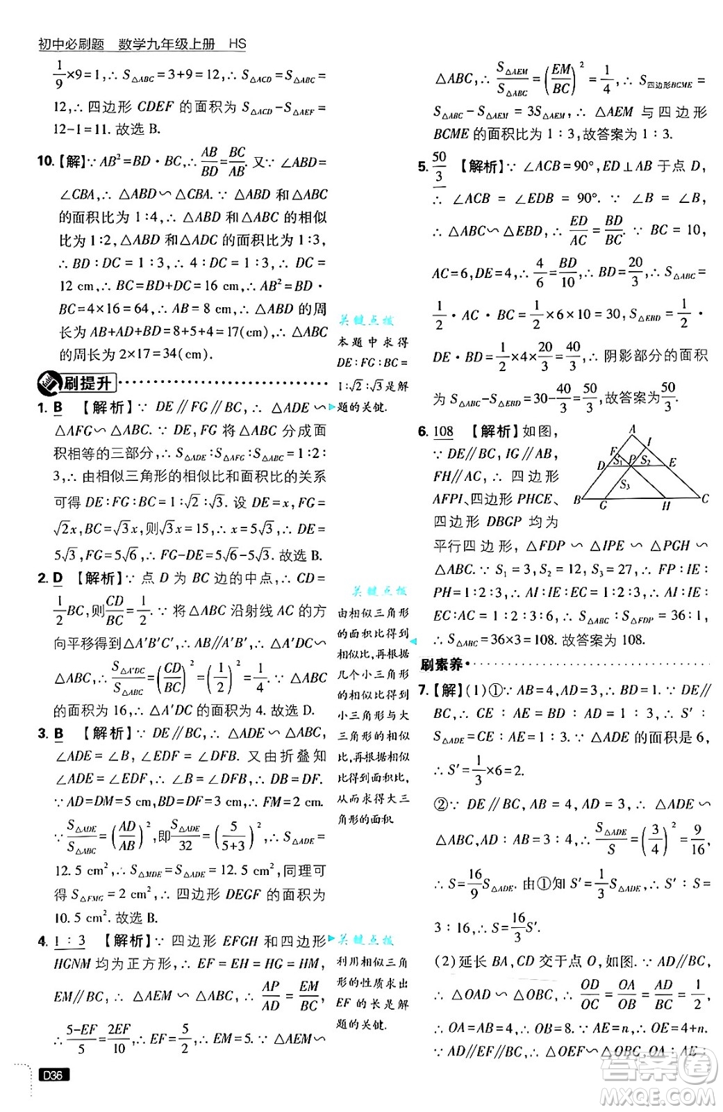 開(kāi)明出版社2025屆初中必刷題拔尖提優(yōu)訓(xùn)練九年級(jí)數(shù)學(xué)上冊(cè)華師版答案