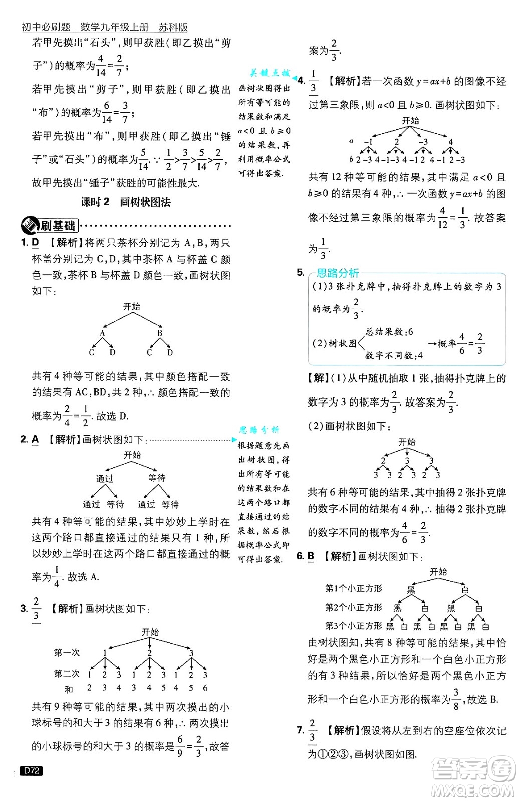 開明出版社2025屆初中必刷題拔尖提優(yōu)訓練九年級數(shù)學上冊蘇科版答案