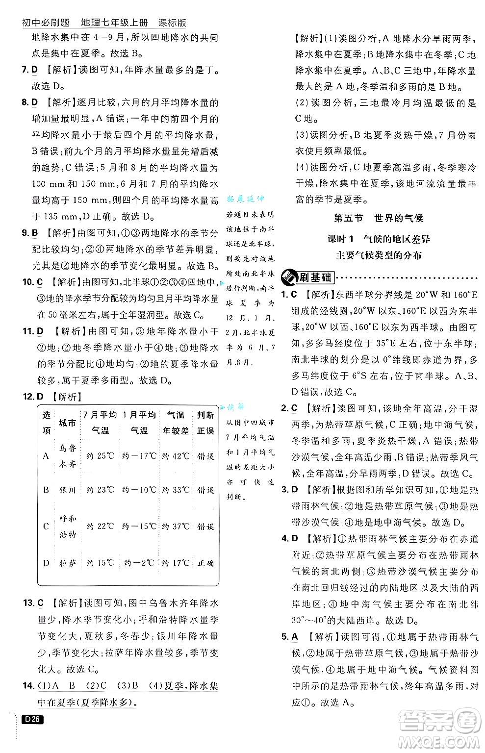 開明出版社2025屆初中必刷題拔尖提優(yōu)訓練七年級地理上冊課標版商務星球版答案