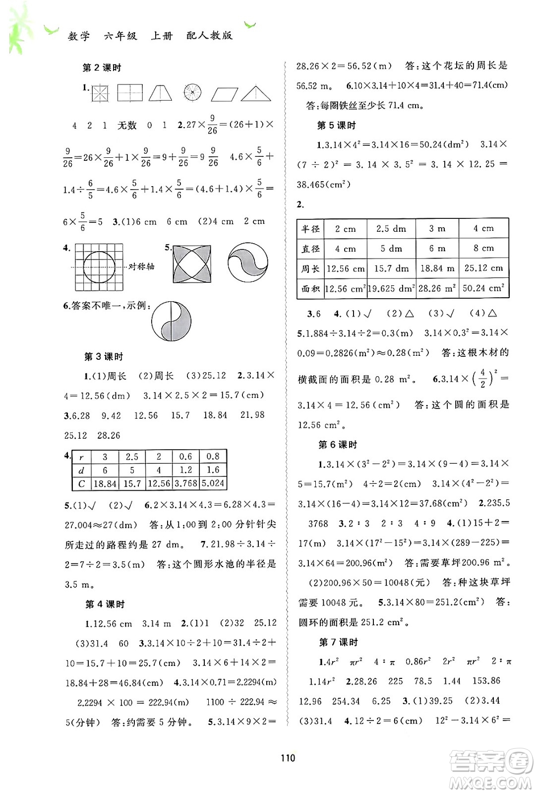 廣西教育出版社2024年秋新課程學(xué)習(xí)與測評同步學(xué)習(xí)六年級數(shù)學(xué)上冊人教版答案