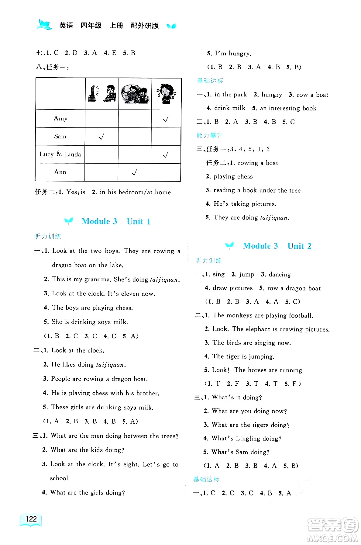 廣西教育出版社2024年秋新課程學(xué)習(xí)與測評(píng)同步學(xué)習(xí)四年級(jí)英語上冊(cè)外研版答案