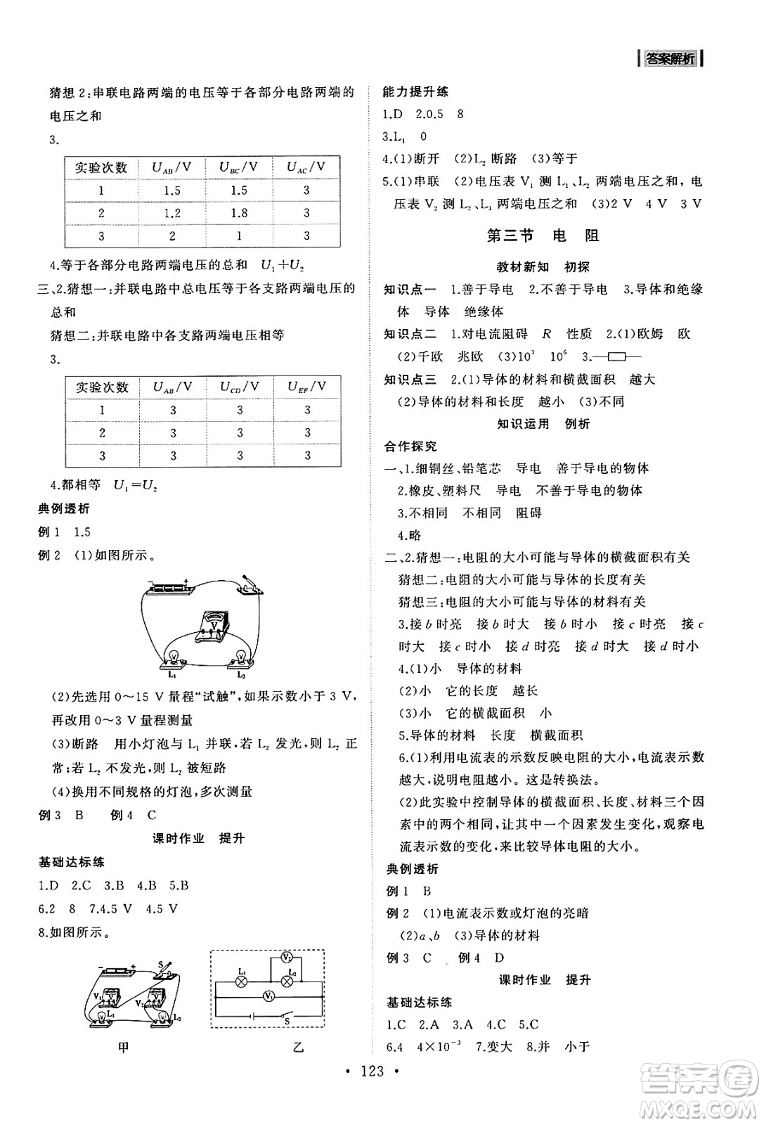 山東人民出版社2024秋初中同步練習(xí)冊(cè)九年級(jí)物理上冊(cè)魯科版五四制答案