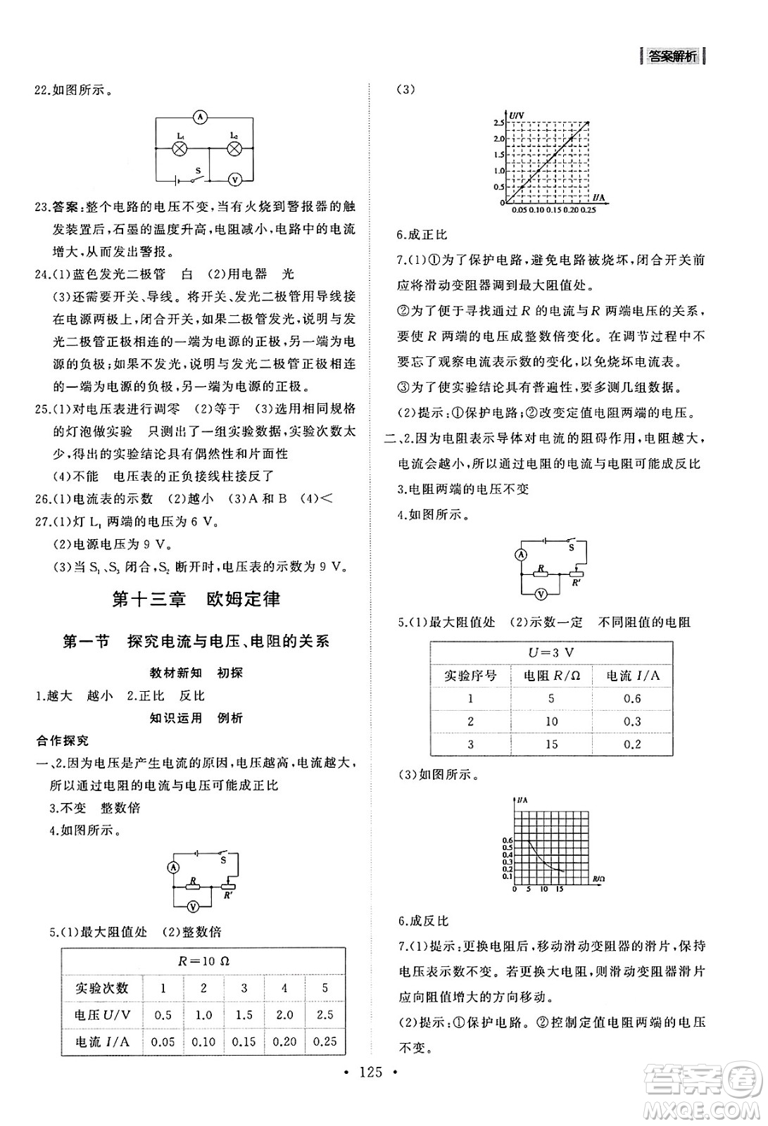 山東人民出版社2024秋初中同步練習(xí)冊(cè)九年級(jí)物理上冊(cè)魯科版五四制答案