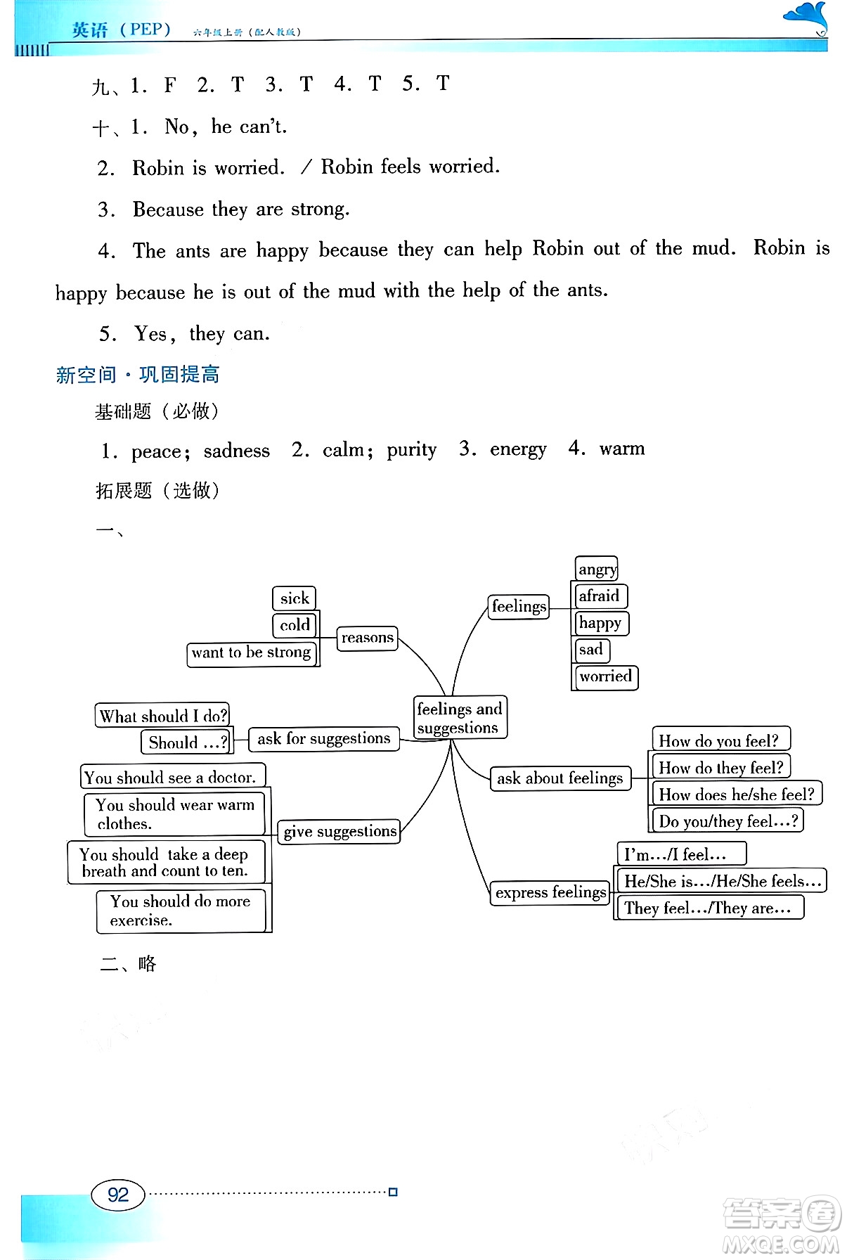 廣東教育出版社2024年秋南方新課堂金牌學(xué)案六年級英語上冊人教PEP版答案