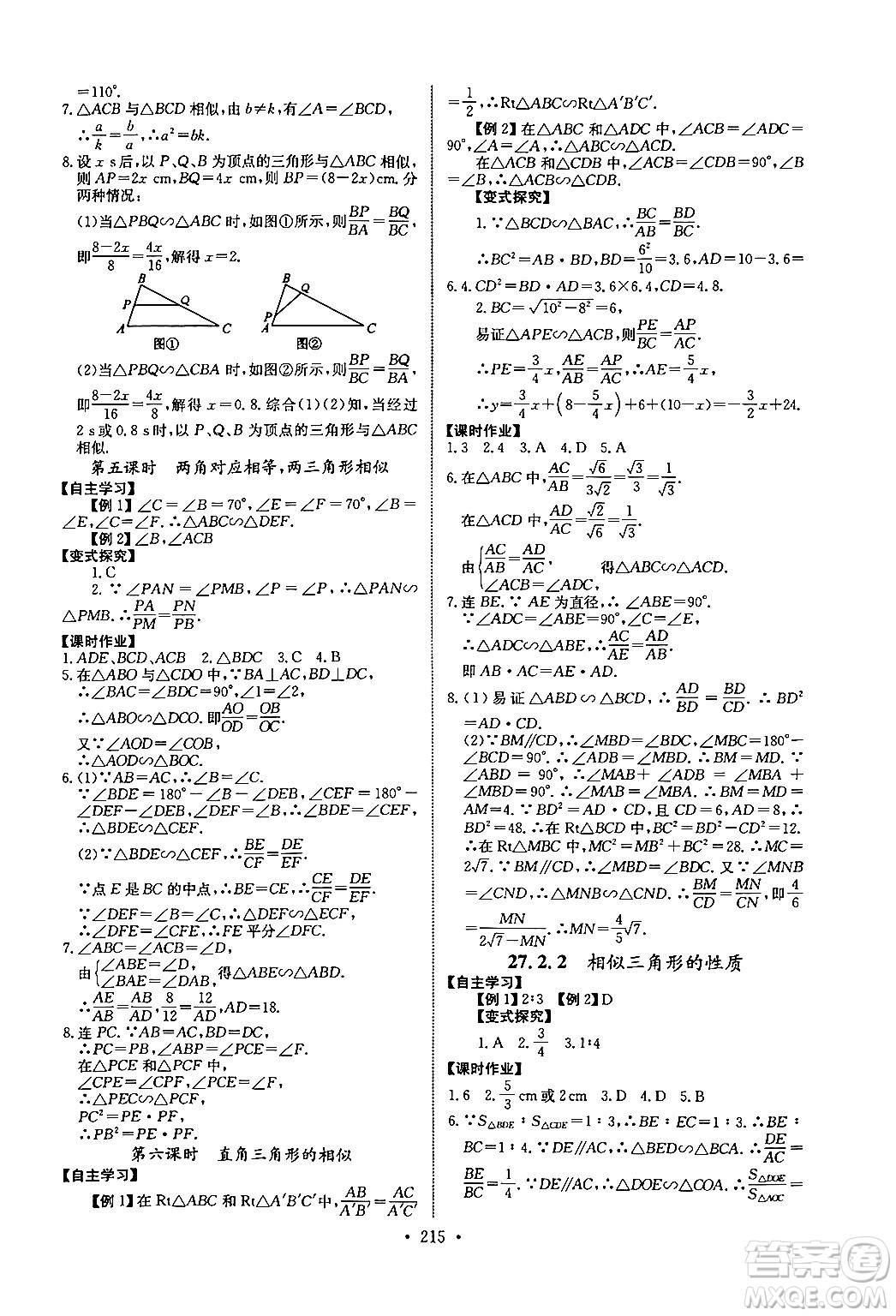 長江少年兒童出版社2025年秋長江全能學(xué)案同步練習(xí)冊九年級數(shù)學(xué)全一冊人教版答案