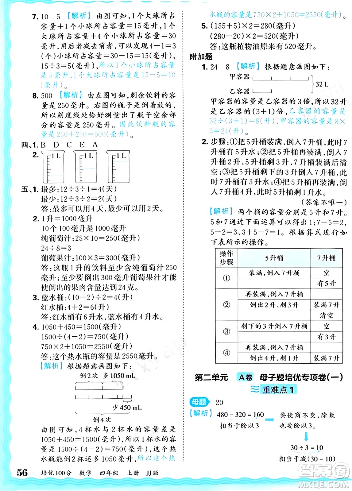 江西人民出版社2024年秋王朝霞培優(yōu)100分四年級數學上冊冀教版答案