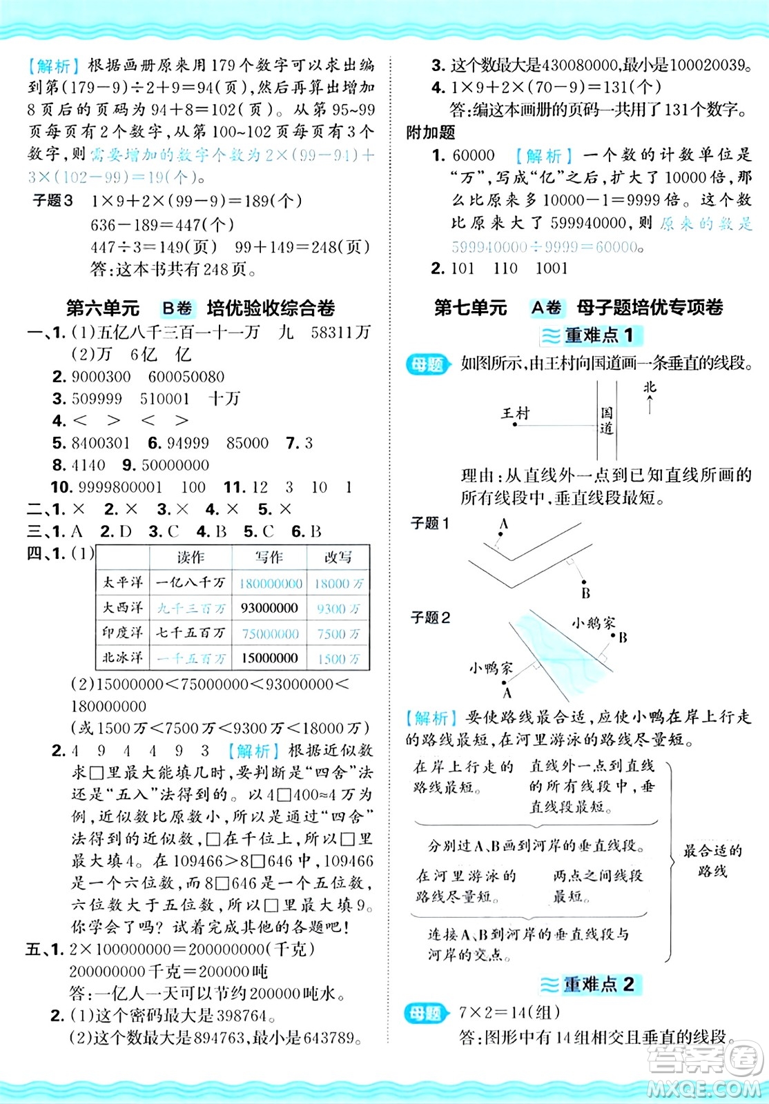 江西人民出版社2024年秋王朝霞培優(yōu)100分四年級數學上冊冀教版答案