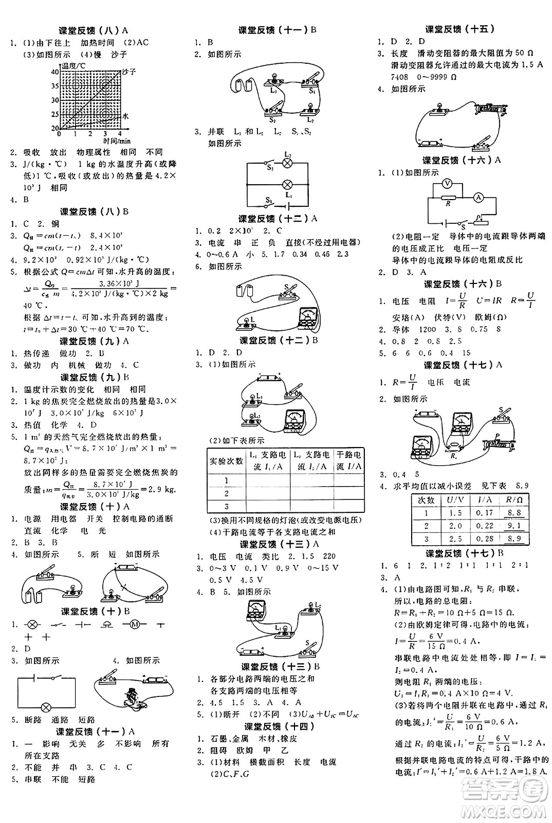 陽光出版社2024年秋全品學(xué)練考九年級(jí)物理上冊(cè)蘇科版江蘇專版答案