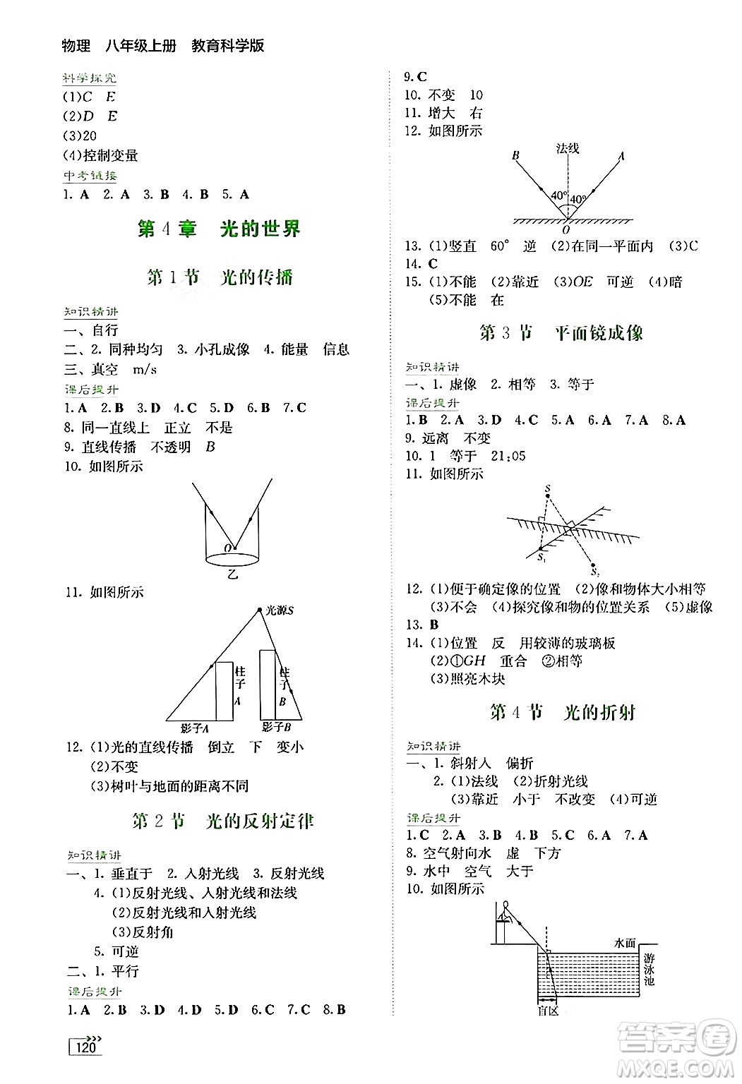 湖南教育出版社2024年秋學(xué)法大視野八年級(jí)物理上冊(cè)教科版答案