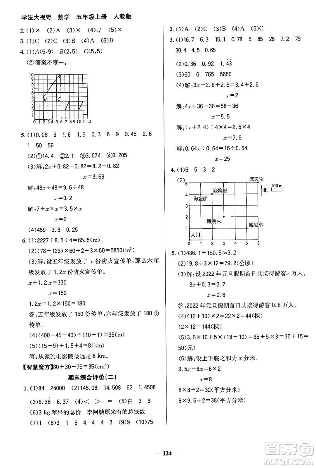 湖南教育出版社2024年秋學(xué)法大視野五年級數(shù)學(xué)上冊人教版答案