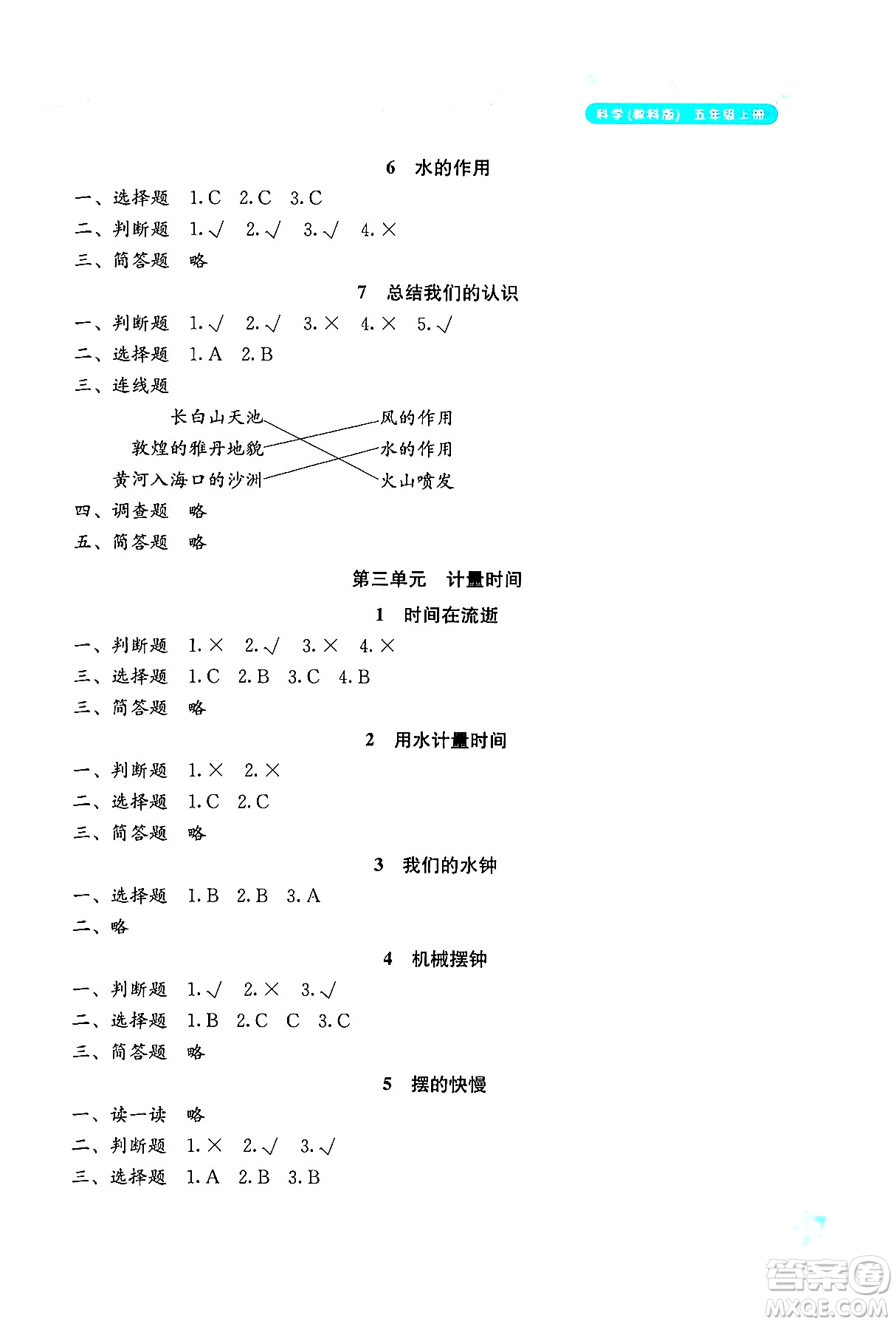 湖南教育出版社2024年秋學法大視野五年級科學上冊教科版答案