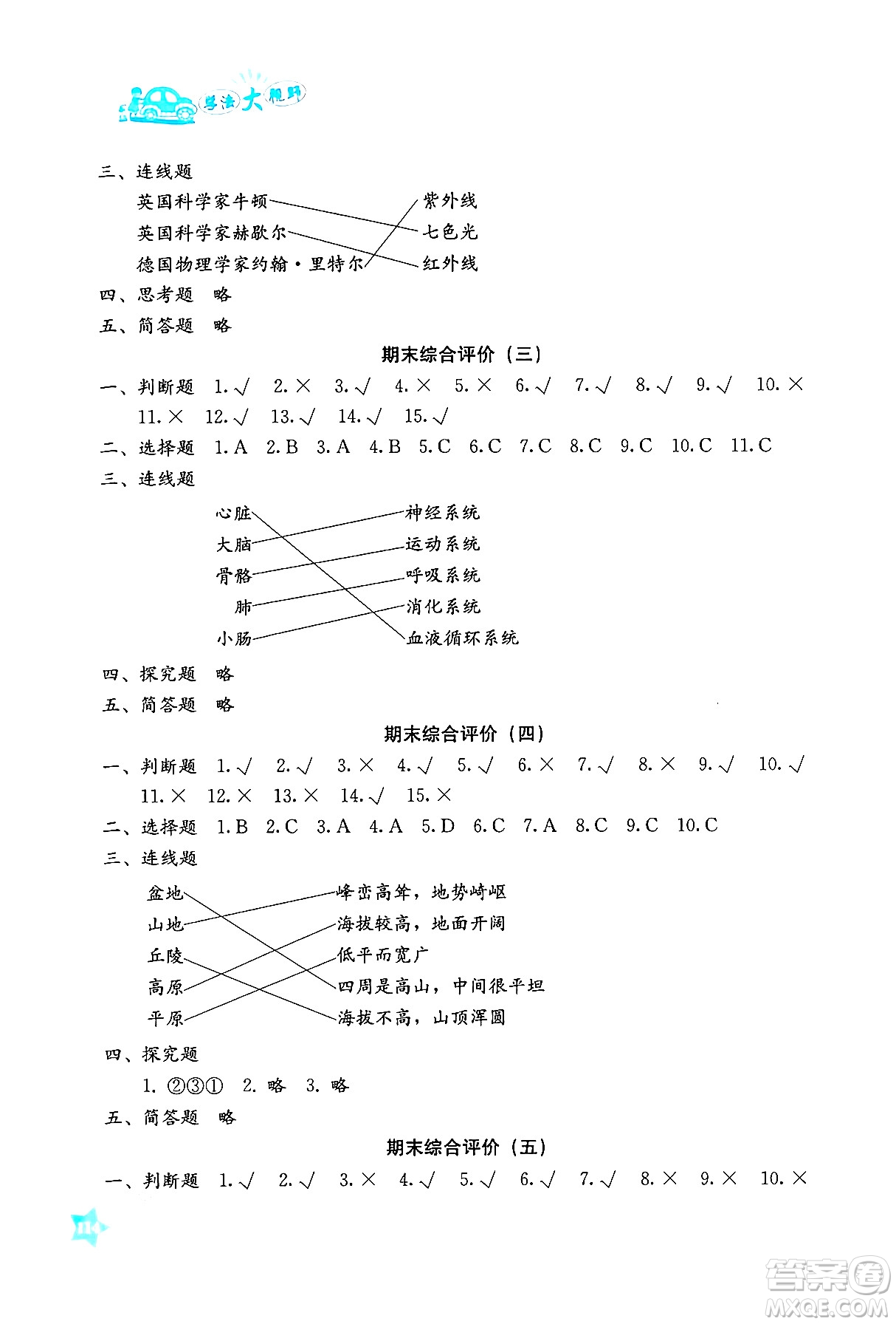 湖南教育出版社2024年秋學法大視野五年級科學上冊教科版答案