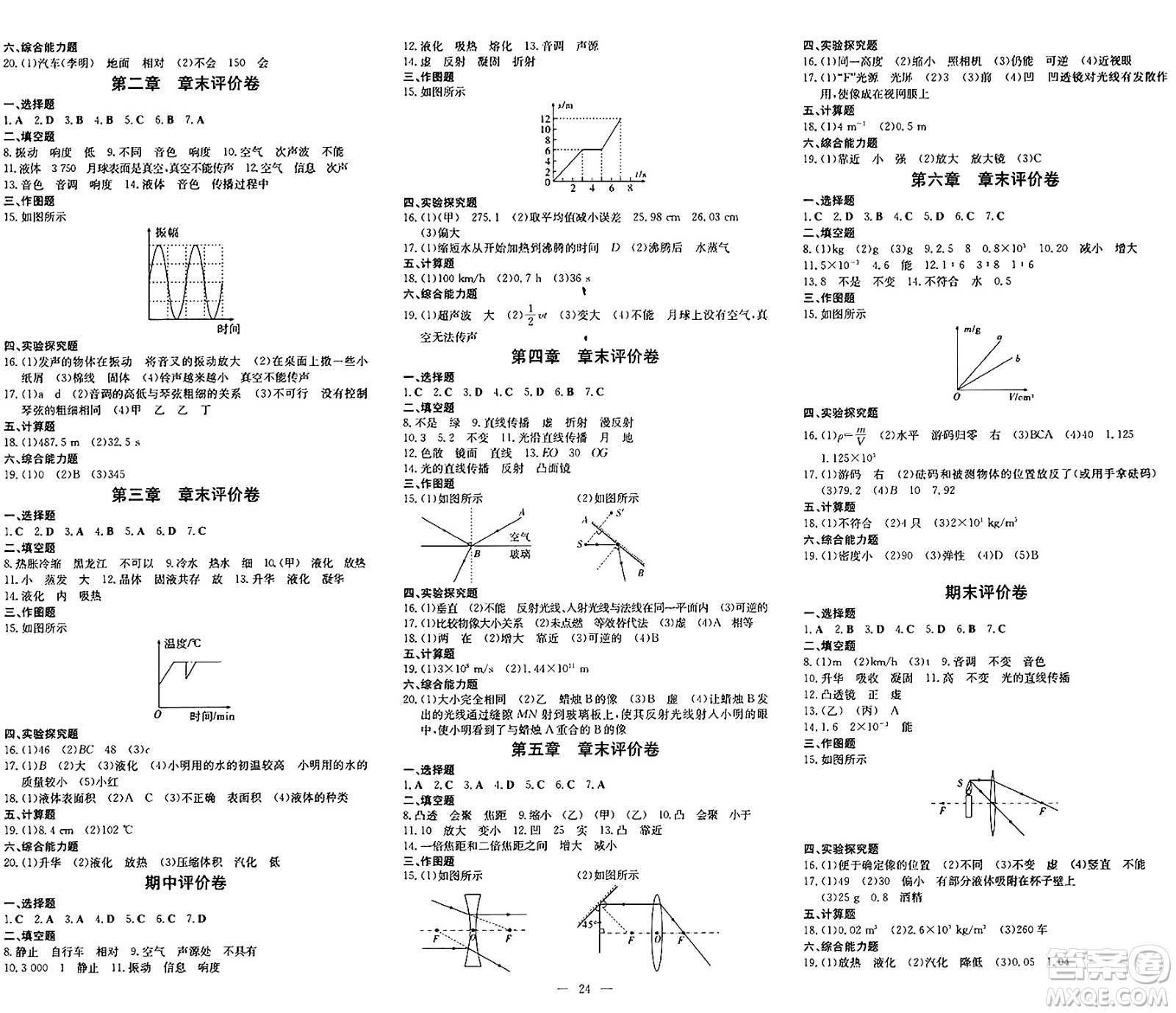 廣東教育出版社2024年秋南方新課堂金牌學(xué)案八年級(jí)物理上冊(cè)人教版答案