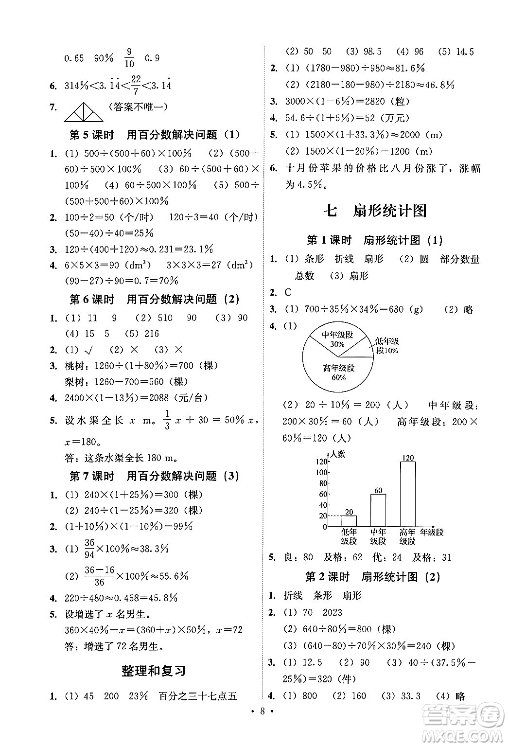 人民教育出版社2024年秋能力培養(yǎng)與測(cè)試六年級(jí)數(shù)學(xué)上冊(cè)人教版湖南專版答案