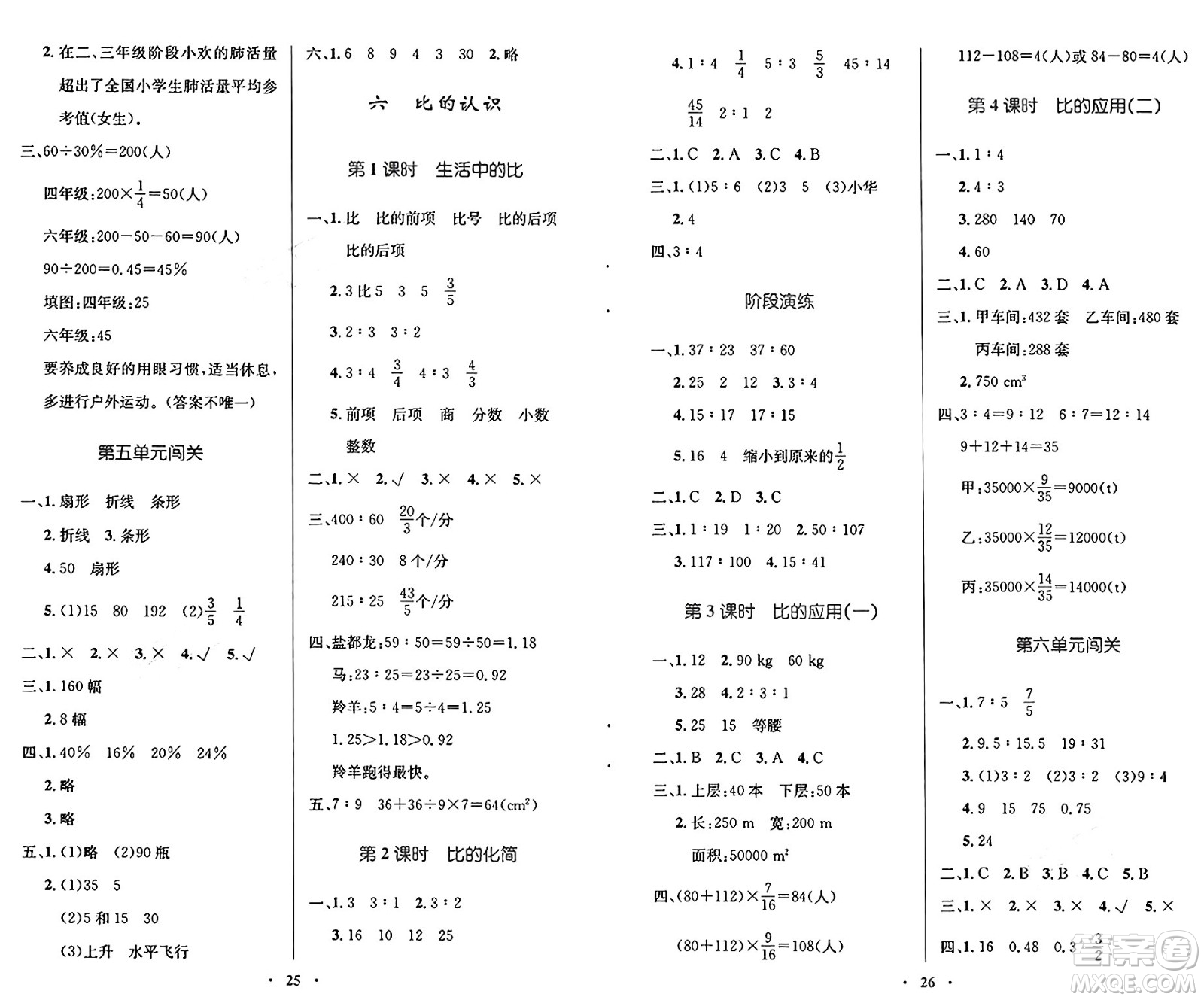 北京師范大學(xué)出版社2024年秋小學(xué)同步測控優(yōu)化設(shè)計六年級數(shù)學(xué)上冊北師大版答案