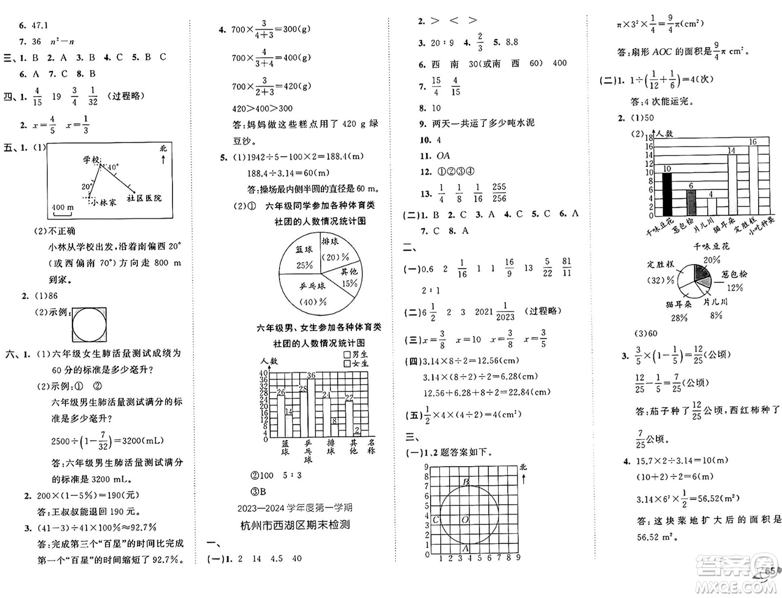 首都師范大學(xué)出版社2024年秋53全優(yōu)卷六年級數(shù)學(xué)上冊人教版答案