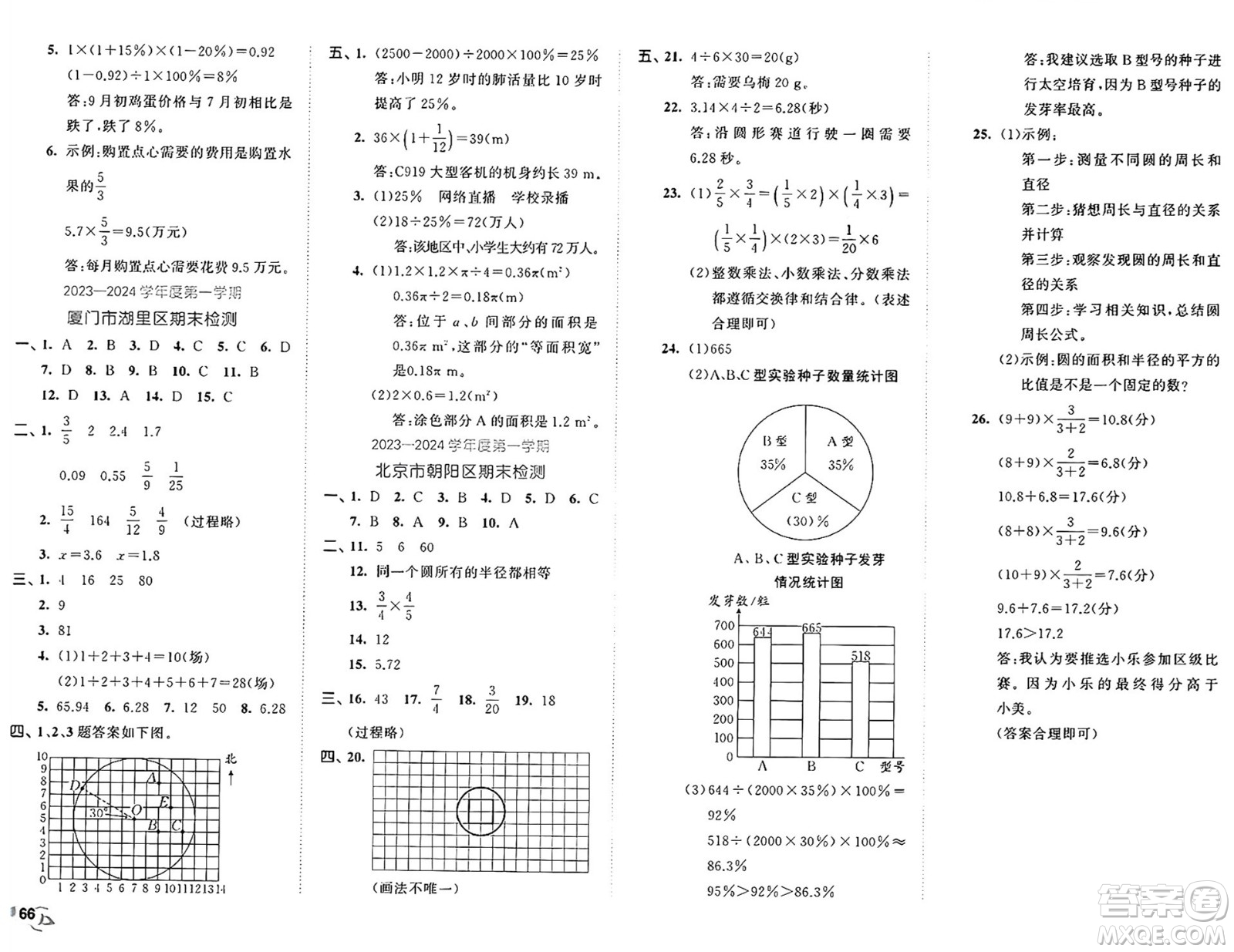 首都師范大學(xué)出版社2024年秋53全優(yōu)卷六年級數(shù)學(xué)上冊人教版答案