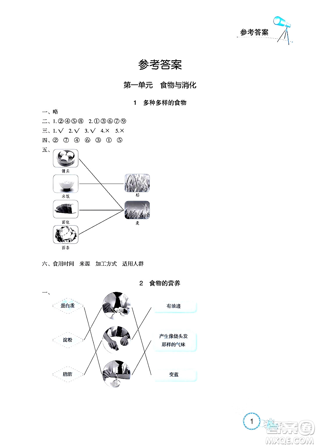 湖北教育出版社2024年秋長江作業(yè)本課堂作業(yè)四年級科學(xué)上冊人教版答案