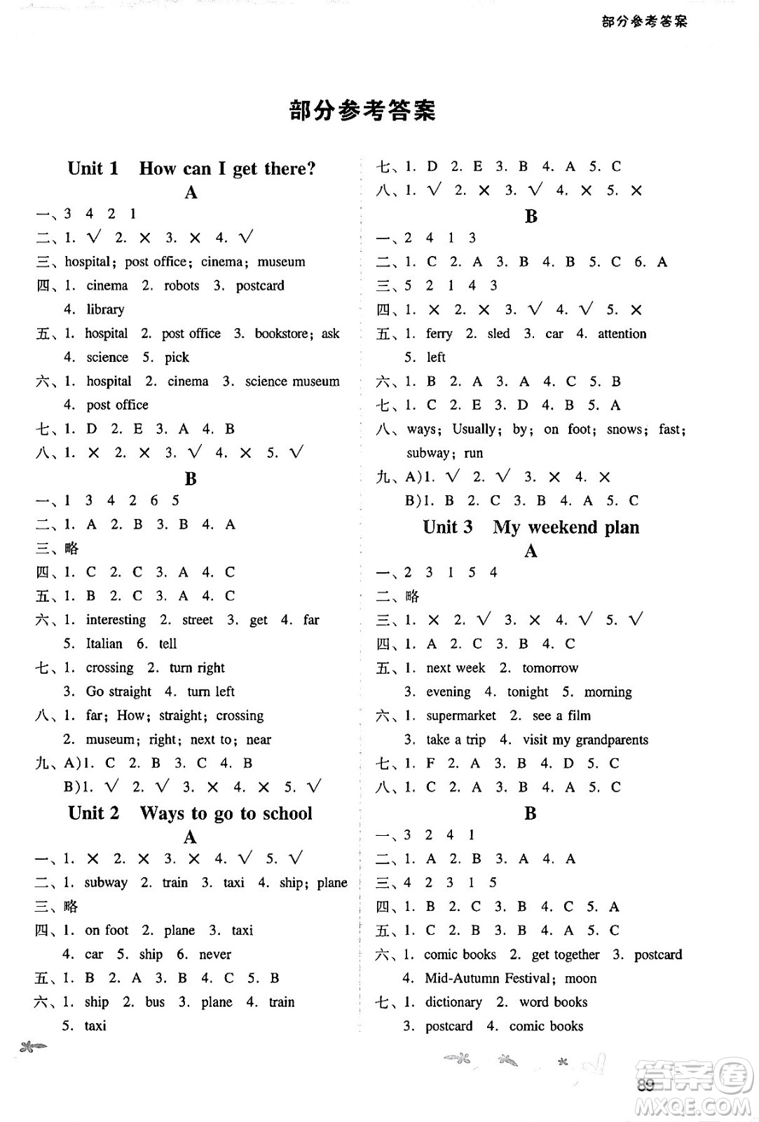 廣西師范大學(xué)出版社2024年秋新課程學(xué)習(xí)輔導(dǎo)六年級(jí)英語(yǔ)上冊(cè)人教PEP版答案