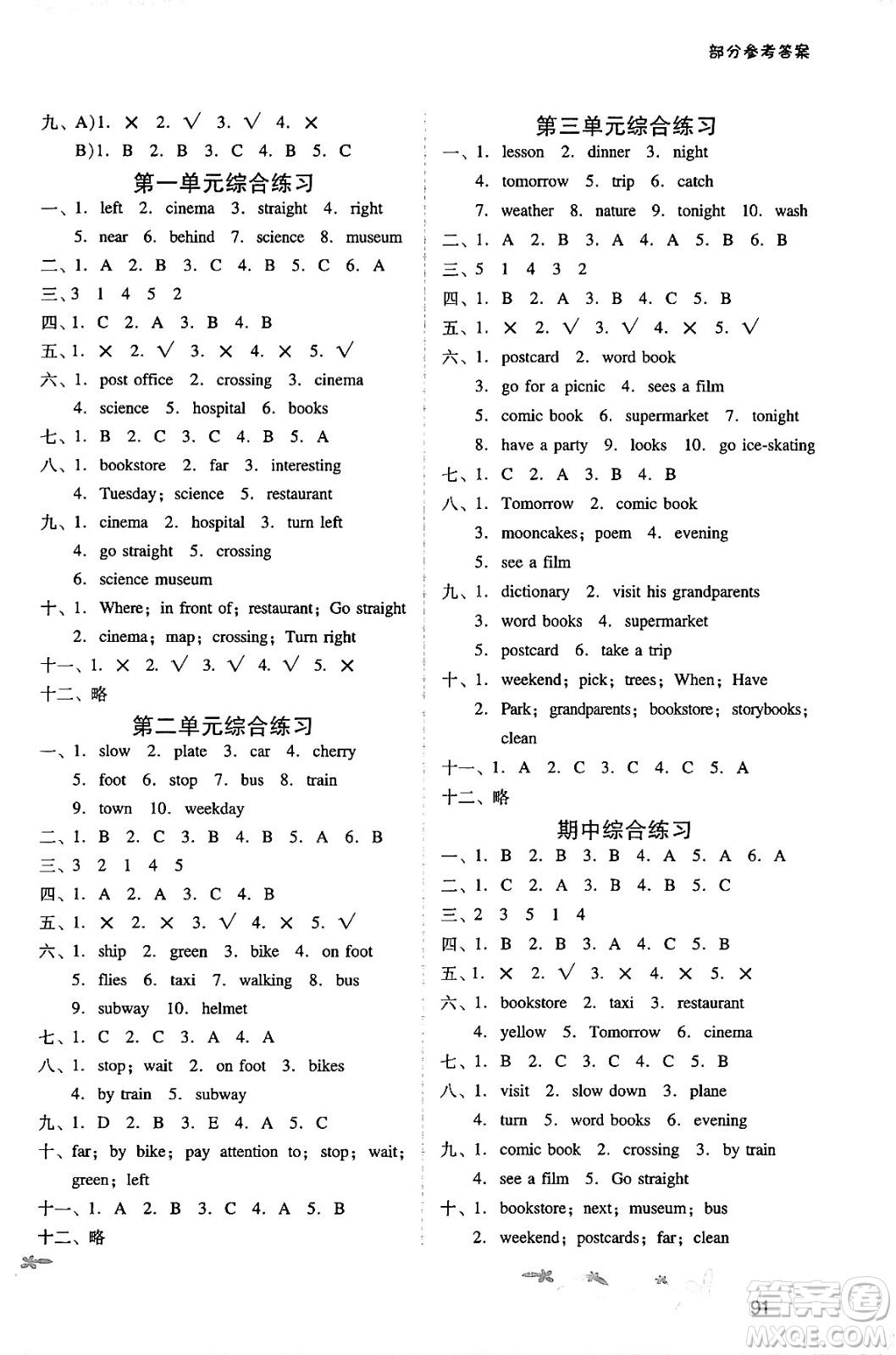 廣西師范大學(xué)出版社2024年秋新課程學(xué)習(xí)輔導(dǎo)六年級(jí)英語(yǔ)上冊(cè)人教PEP版答案