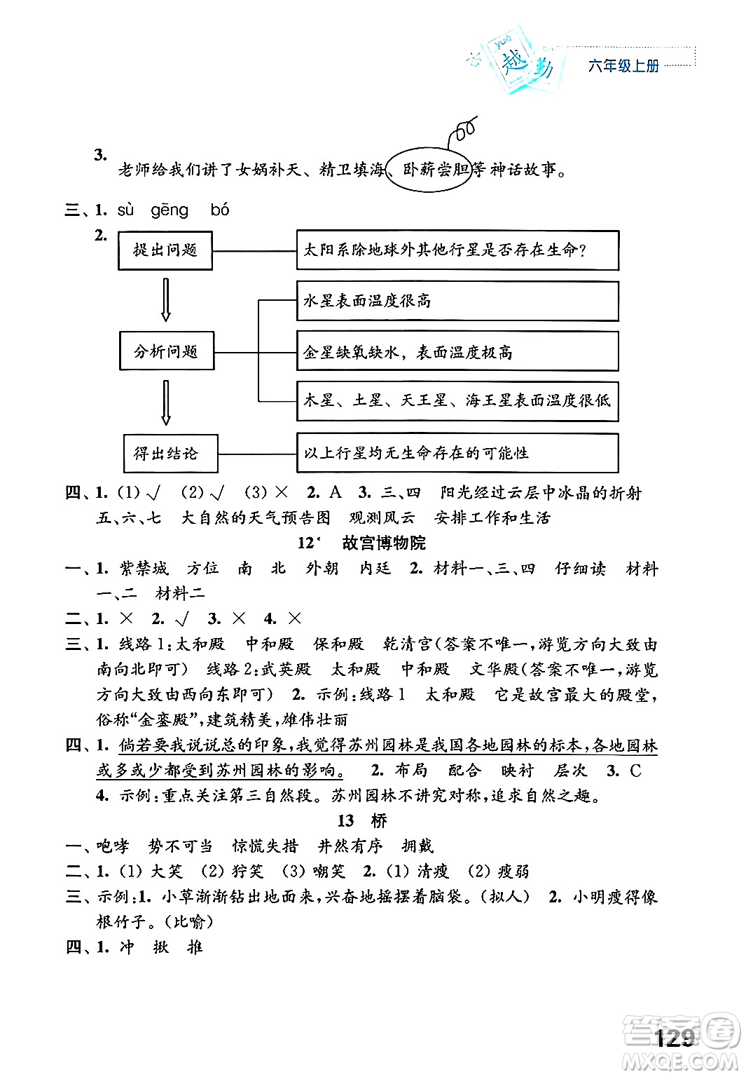 江蘇鳳凰教育出版社年秋練習(xí)與測(cè)試小學(xué)語(yǔ)文六年級(jí)語(yǔ)文上冊(cè)人教版答案