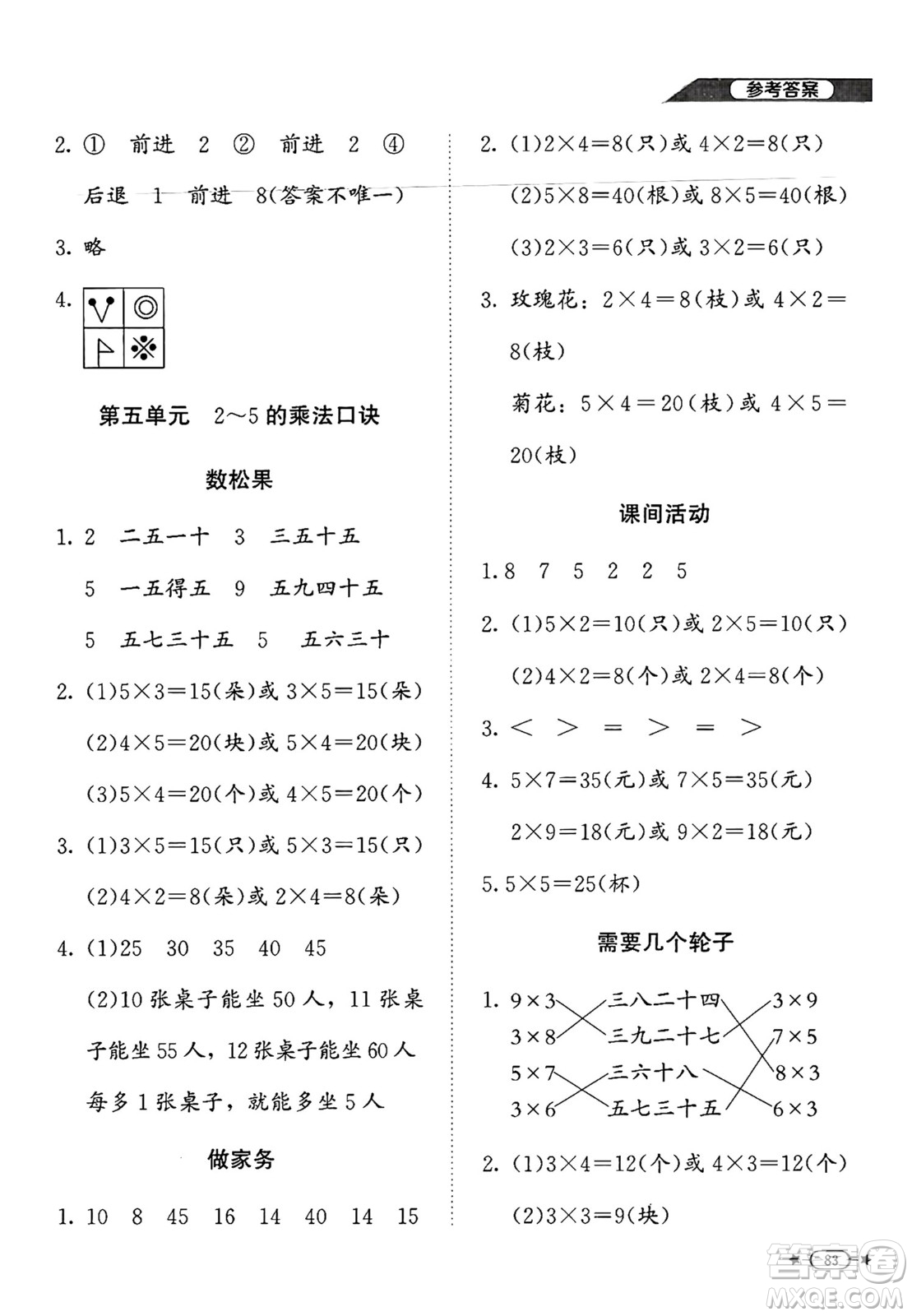 北京師范大學(xué)出版社2024年秋新課標(biāo)同步單元練習(xí)二年級(jí)數(shù)學(xué)上冊(cè)北師大版答案