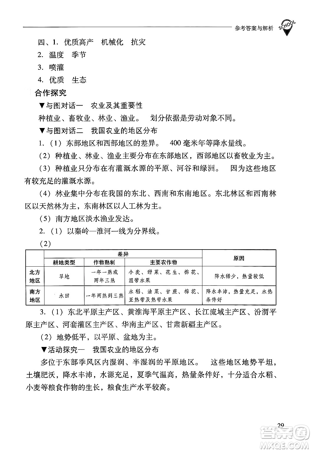 山西教育出版社2024年秋新課程問題解決導(dǎo)學(xué)方案八年級地理上冊人教版答案